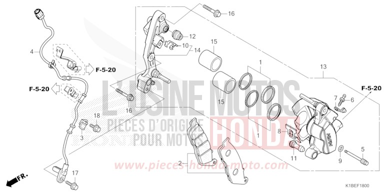 VORDERRAD-BREMSSATTEL von Forza 350 PEARL FALCON GRAY (NHC61) von 2023